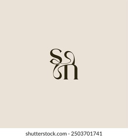 dynamische Linie Monogramm Logo luxuriöse Konzept SN eleganten Hochzeitsbrief