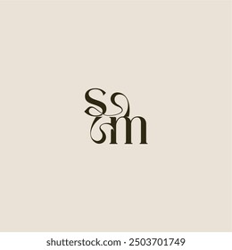 dynamic line monogram logo luxurious concept SM elegant wedding letter