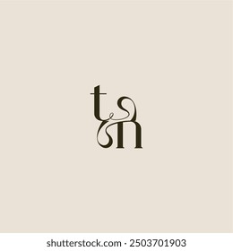 dynamic line monogram logo luxurious concept TN elegant wedding letter