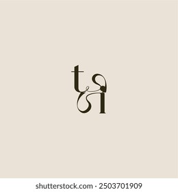 dynamic line monogram logo luxurious concept TI elegant wedding letter