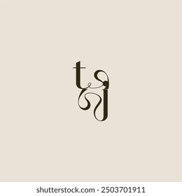 dynamic line monogram logo luxurious concept TJ elegant wedding letter