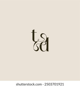 dynamic line monogram logo luxurious concept TD elegant wedding letter