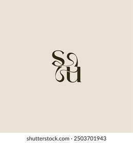 dynamic line monogram logo luxurious concept SU elegant wedding letter