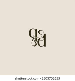 dynamic line monogram logo luxurious concept QD elegant wedding letter