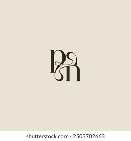 dynamic line monogram logo luxurious concept PN elegant wedding letter