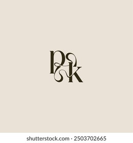 dynamic line monogram logo luxurious concept PK elegant wedding letter