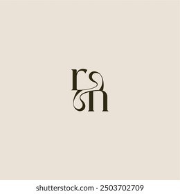 dynamic line monogram logo luxurious concept RN elegant wedding letter