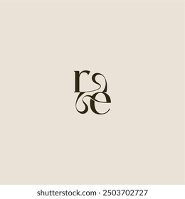 dynamic line monogram logo luxurious concept RE elegant wedding letter