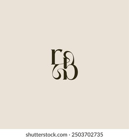 línea dinámica monograma logo concepto de lujo RB carta de boda elegante