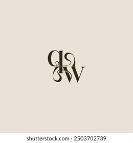 línea dinámica monograma logo concepto de lujo QW carta de boda elegante