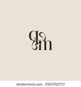 dynamic line monogram logo luxurious concept QM elegant wedding letter