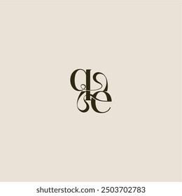 dynamic line monogram logo luxurious concept QE elegant wedding letter