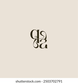 dynamic line monogram logo luxurious concept QA elegant wedding letter