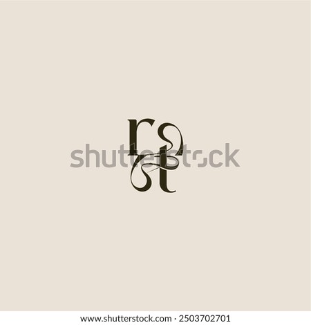 dynamic line monogram logo luxurious concept RT elegant wedding letter