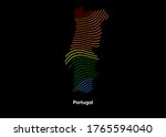 Dynamic Line Wave LGBT map of Portugal. Twist lines LGBT map of Portugal. Political Map Portugal