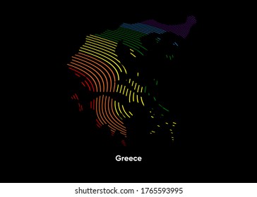 Dynamic Line Wave LGBT map of Greece. Twist lines LGBT map of Greece. Political Map Greece