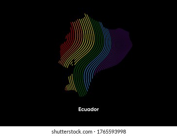 Dynamic Line Wave LGBT map of Ecuador. Twist lines LGBT map of Ecuador. Political Map Ecuador