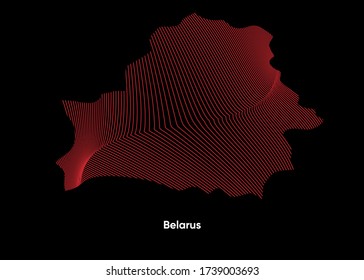 Dynamic Line Wave map of Belarus. Twist lines map of Belarus. Belarus Political Map