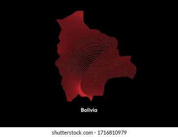 Dynamic Line Wave Karte von Bolivien. Zwei Linien Karte von Bolivien. Politischer Fahrplan Boliviens