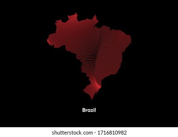 Dynamic Line Wave map of Brazil. Twist lines map of Brazil. Brazil Political Map