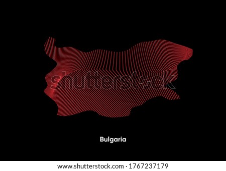 Dynamic Line Wave map of Bulgaria. Twist lines map of Bulgaria. Political Map Bulgaria