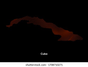 Dynamic Line Wave map of Cuba. Twist lines map of Cuba. Cuba Political Map