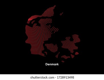 Dynamic Line Wave map of Denmark. Twist lines map of Denmark. Denmark Political Map
