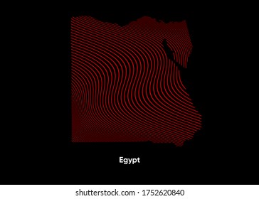 Dynamic Line Wave map of Egypt. Twist lines map of Egypt. Egypt Political Map