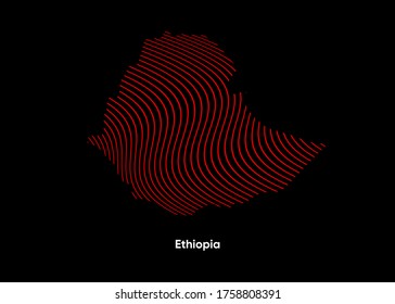 Dynamic Line Wave map of Ethiopia. Twist lines map of Ethiopia. Political Map Ethiopia