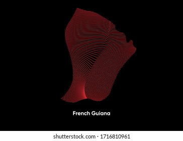 Mapa Dynamic Line Wave de la Guayana Francesa. Mapa de líneas tortugas de la Guayana Francesa. Mapa político de la Guayana Francesa