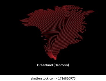 Mapa de onda dinámica de Groenlandia. Mapa de líneas tortugas de Groenlandia. Mapa político de Groenlandia