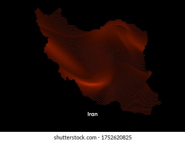 Dynamic Line Wave map of Iran. Twist lines map of Iran. Iran Political Map