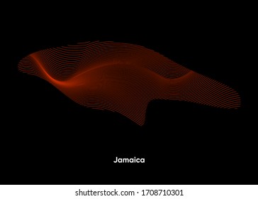 Dynamic Line Wave map of Jamaica. Twist lines map of Jamaica. Political Map Jamaica