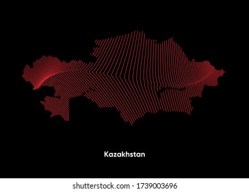 Mapa de la onda de línea dinámica de Kazajistán. Mapa de líneas de torsión de Kazajistán. Mapa político de Kazajistán