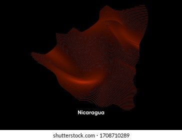 Dynamic Line Wave Karte von Nicaragua. Zwei Linien Karte von Nicaragua. Nicaragua Politische Karte
