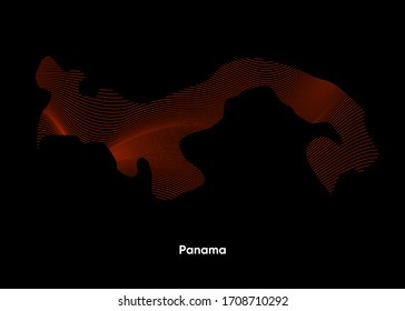 Dynamic Line Wave map of Panama. Twist lines map of Panama. Political Map Panama