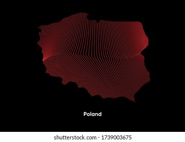 Mapa de ondas de línea dinámicas de Polonia. Mapa de líneas tortugas de Polonia. Mapa político de Polonia