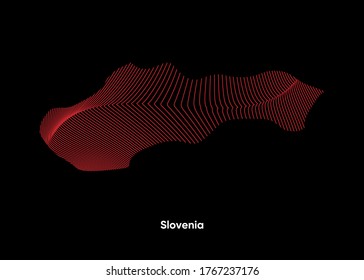 Dynamic Line Wave map of Slovenia. Twist lines map of Slovenia. Political Map Slovenia