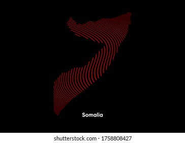 Dynamic Line Wave map of Somalia. Twist lines map of Somalia. Political Map Somalia