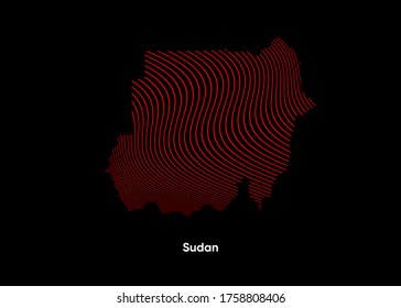 Dynamic Line Wave map of Sudan. Twist lines map of Sudan. Political Map Sudan
