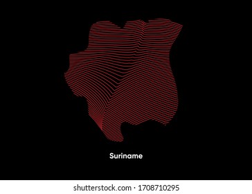 Dynamic Line Wave map of Suriname. Twist lines map of Suriname. Suriname Political Map