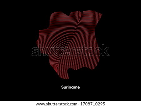Dynamic Line Wave map of Suriname. Twist lines map of Suriname. Suriname Political Map