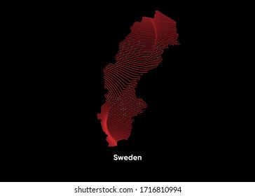 Mapa Dynamic Line Wave de Suecia. Twist lines map de Suecia. Mapa político de Suecia