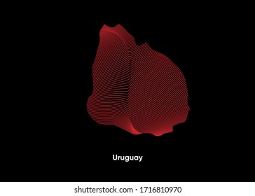 Mapa de Ola Dinámica de Uruguay. Twist lines map de Uruguay. Mapa Político Uruguay