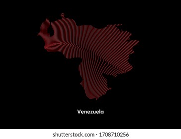 Dynamic Line Wave map of Venezuela. Twist lines map of Venezuela. Political Map Venezuela