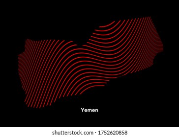 Dynamic Line Wave map of Yemen. Twist lines map of Yemen. Yemen Political Map