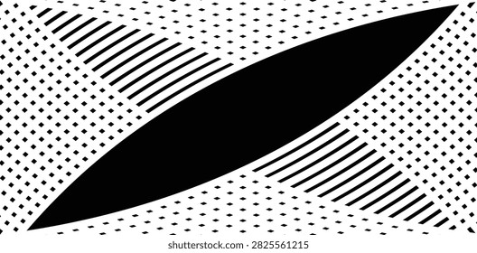 Dynamic line work and pointillist patterns forming a modern design
