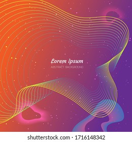 dynamic linear wave background, geometric abstract, colorful, minimalistic style, space wallpaper, template for website cover poster banner brochure and more, flat vector graphic design 
