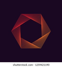 Dynamic liner hexagonal shape. Abstract modern graphic element. Colorful gradient design. Vector template.  