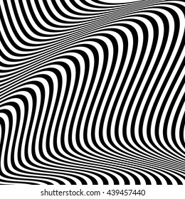 Dynamic lines abstract pattern. Vector illustration with great contrast. Optical illusion background